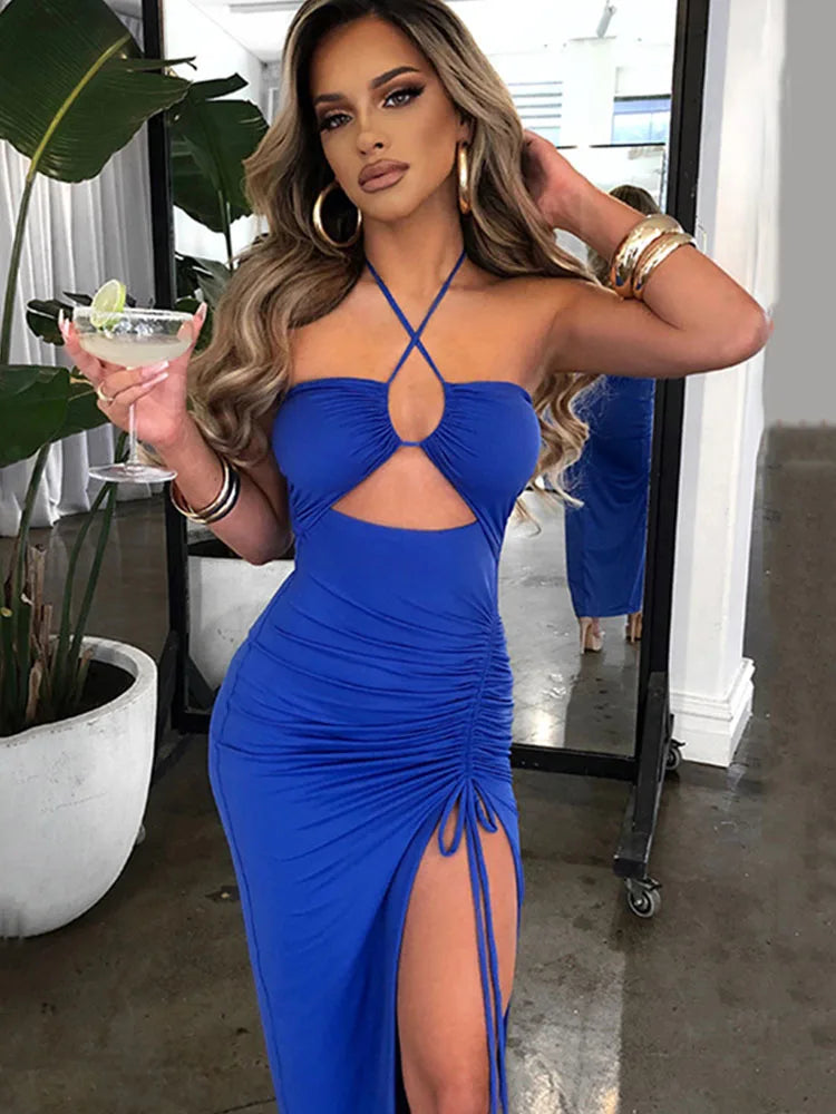 Backless Bodycon Midi Party Dress