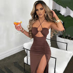 Backless Bodycon Midi Party Dress
