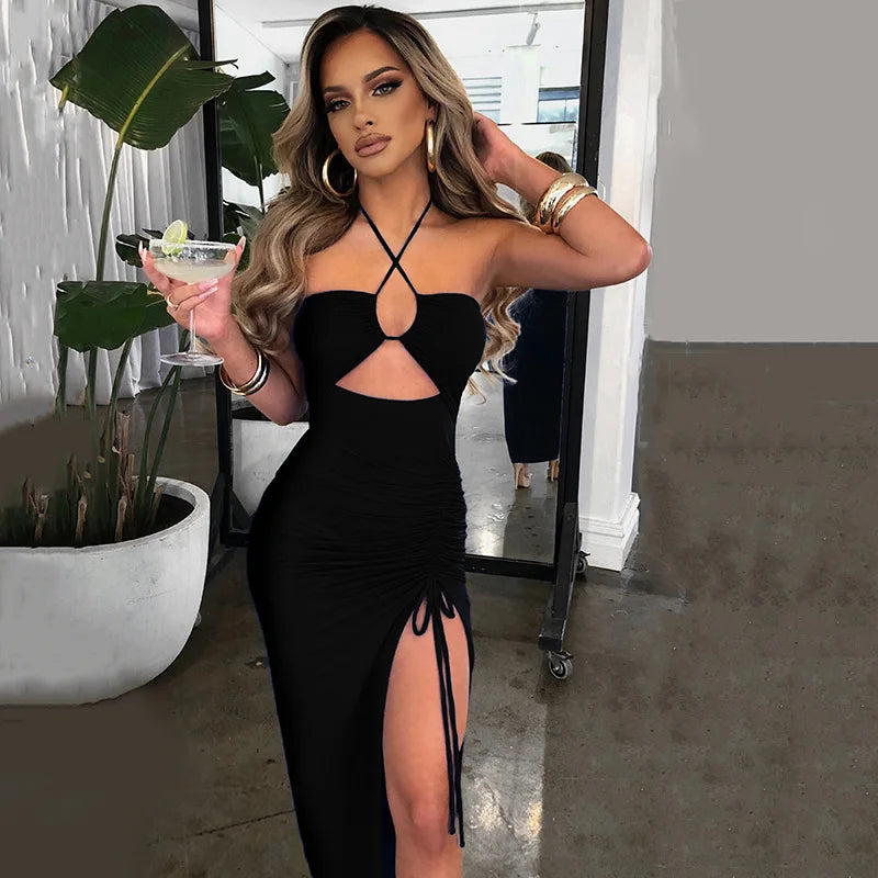 Backless Bodycon Midi Party Dress