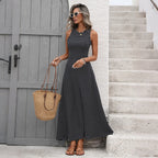 Backless Polka Dot Swing Long Dress