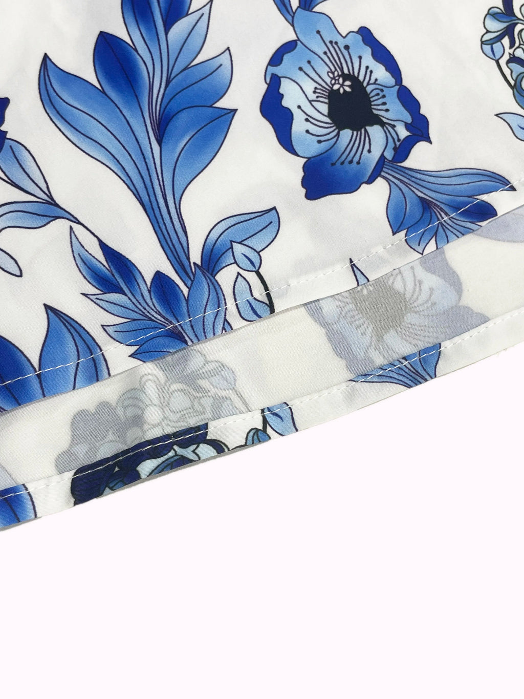 Blue Floral Smocked Midi Dress