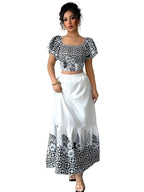 Boho Print Crop Top Maxi Skirt Set