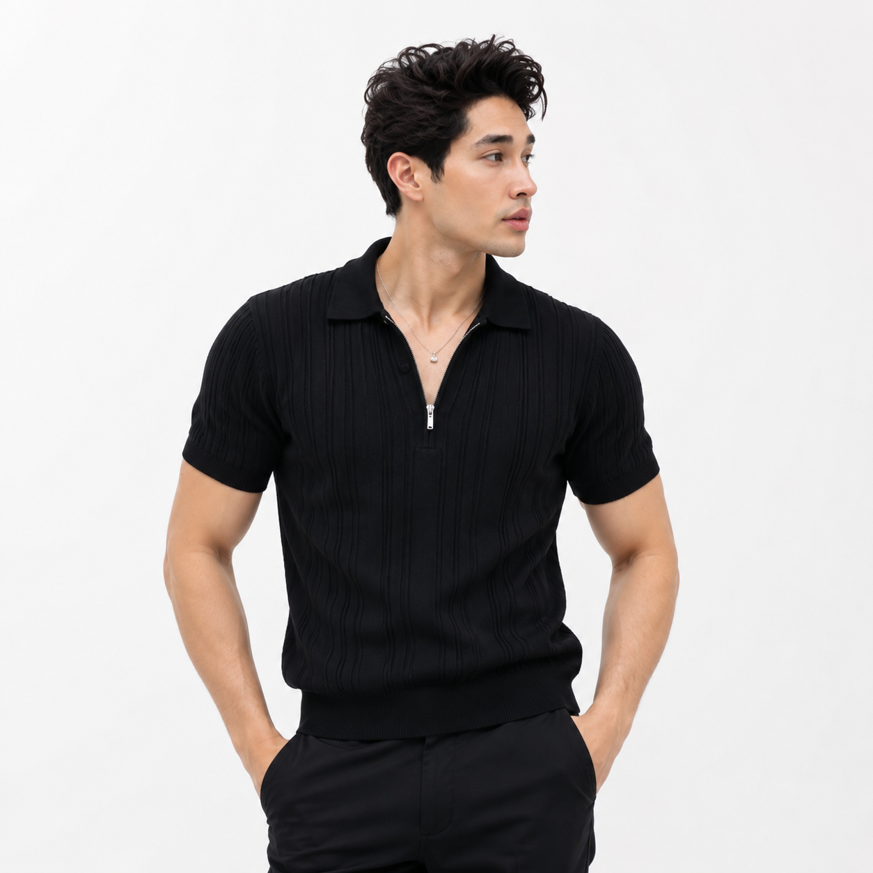Breathable Textured Business Casual Polo