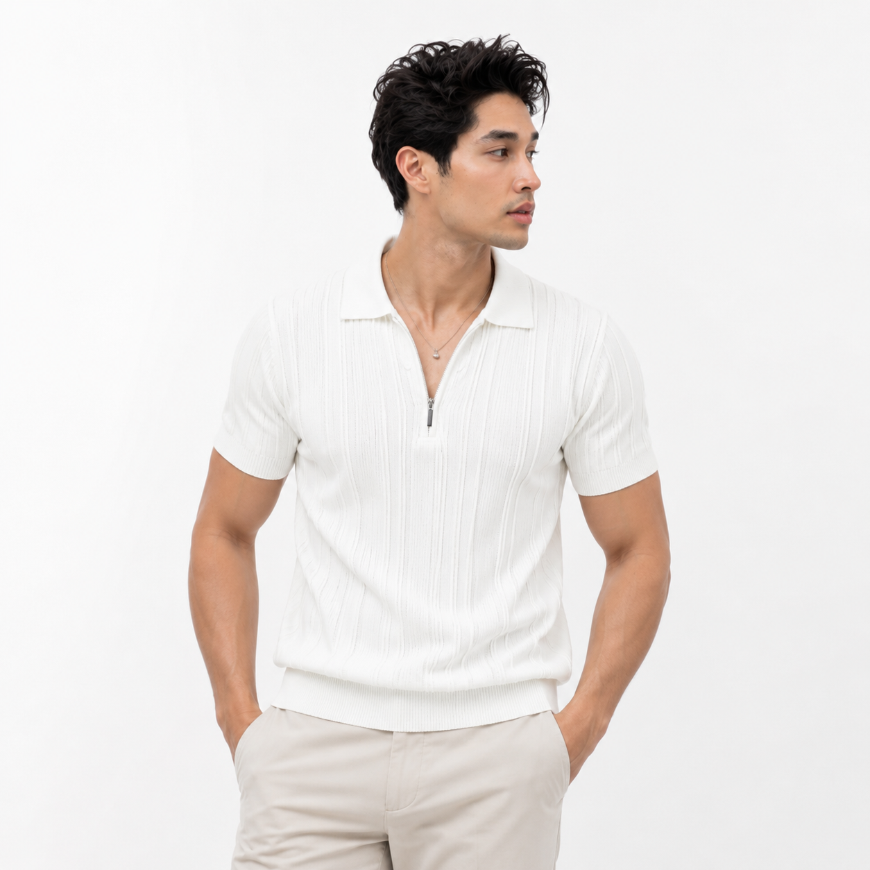 Breathable Textured Business Casual Polo