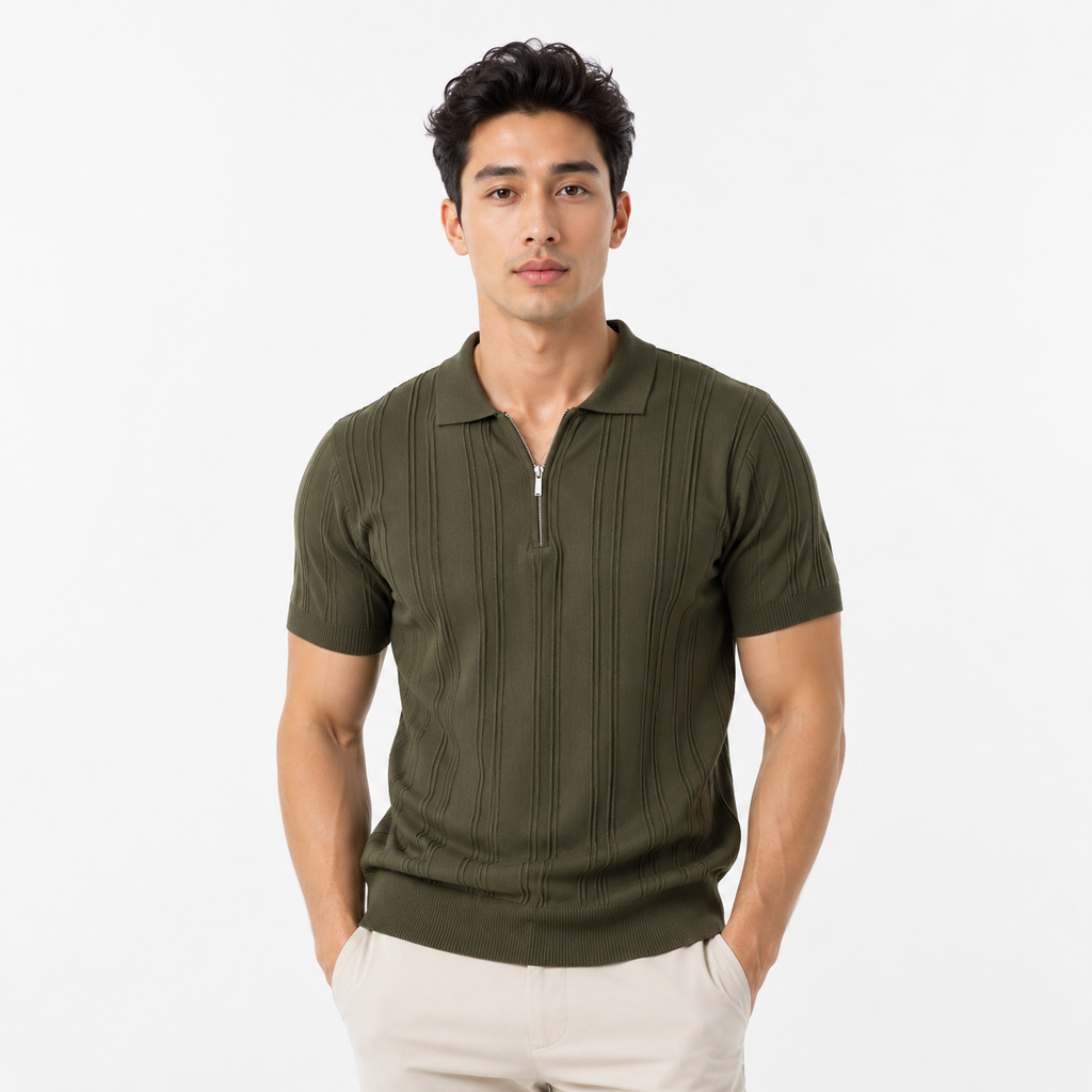 Breathable Textured Business Casual Polo