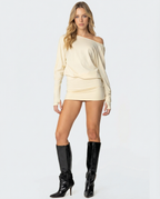 Off Shoulder Long Sleeve Mini Dress