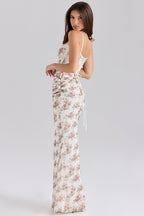 Women's Floral Corset Bodycon Maxi Dress with Adjustable Shoulder Straps