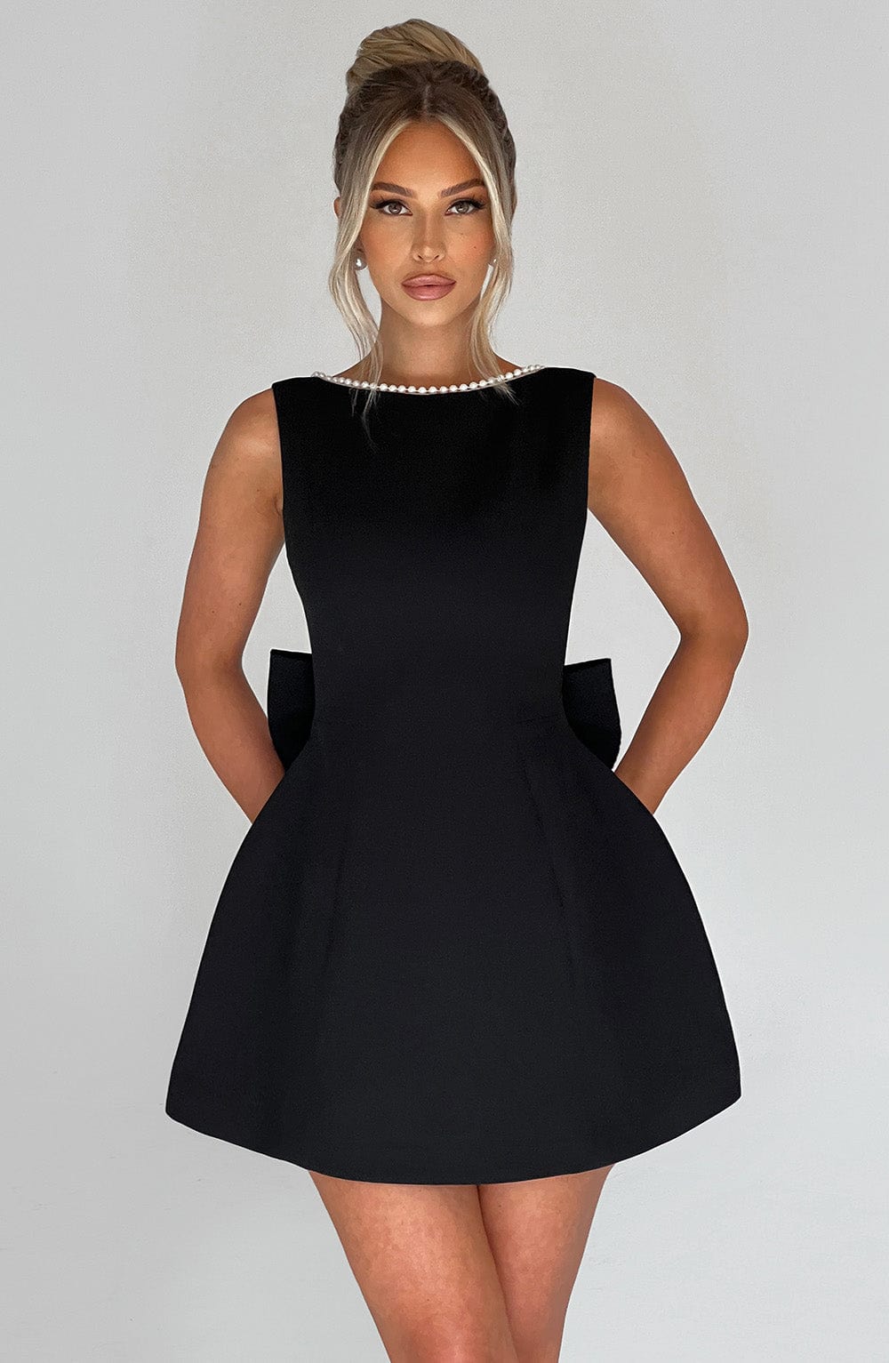 Round Neck Fit And Flare Mini Dress