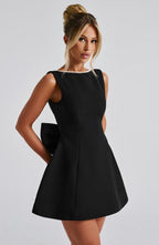 Round Neck Fit And Flare Mini Dress