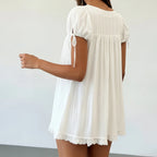 Coquette Puff Sleeve Square Neck Babydoll Dress