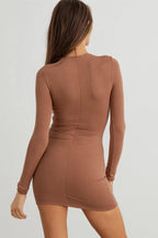 Long Sleeve Lace Up Bodycon Mini Dress