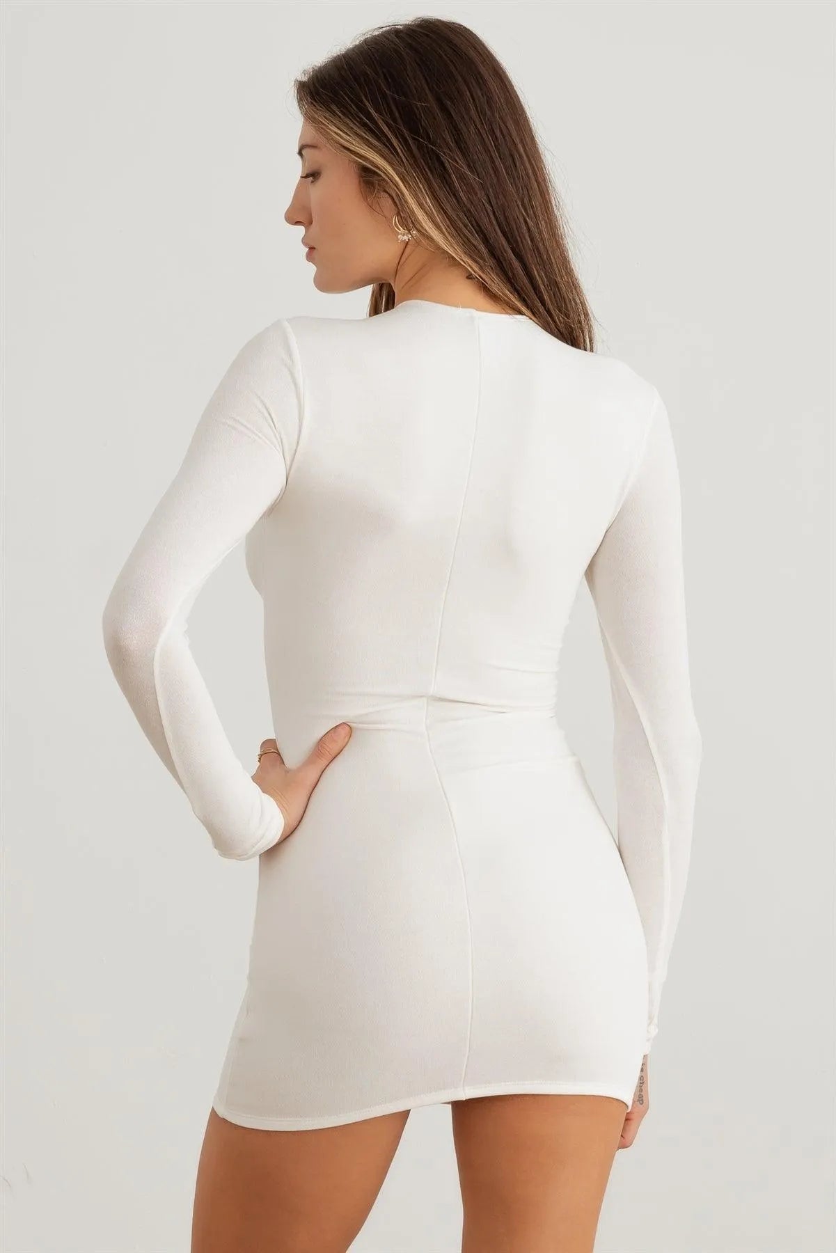 Long Sleeve Lace Up Bodycon Mini Dress