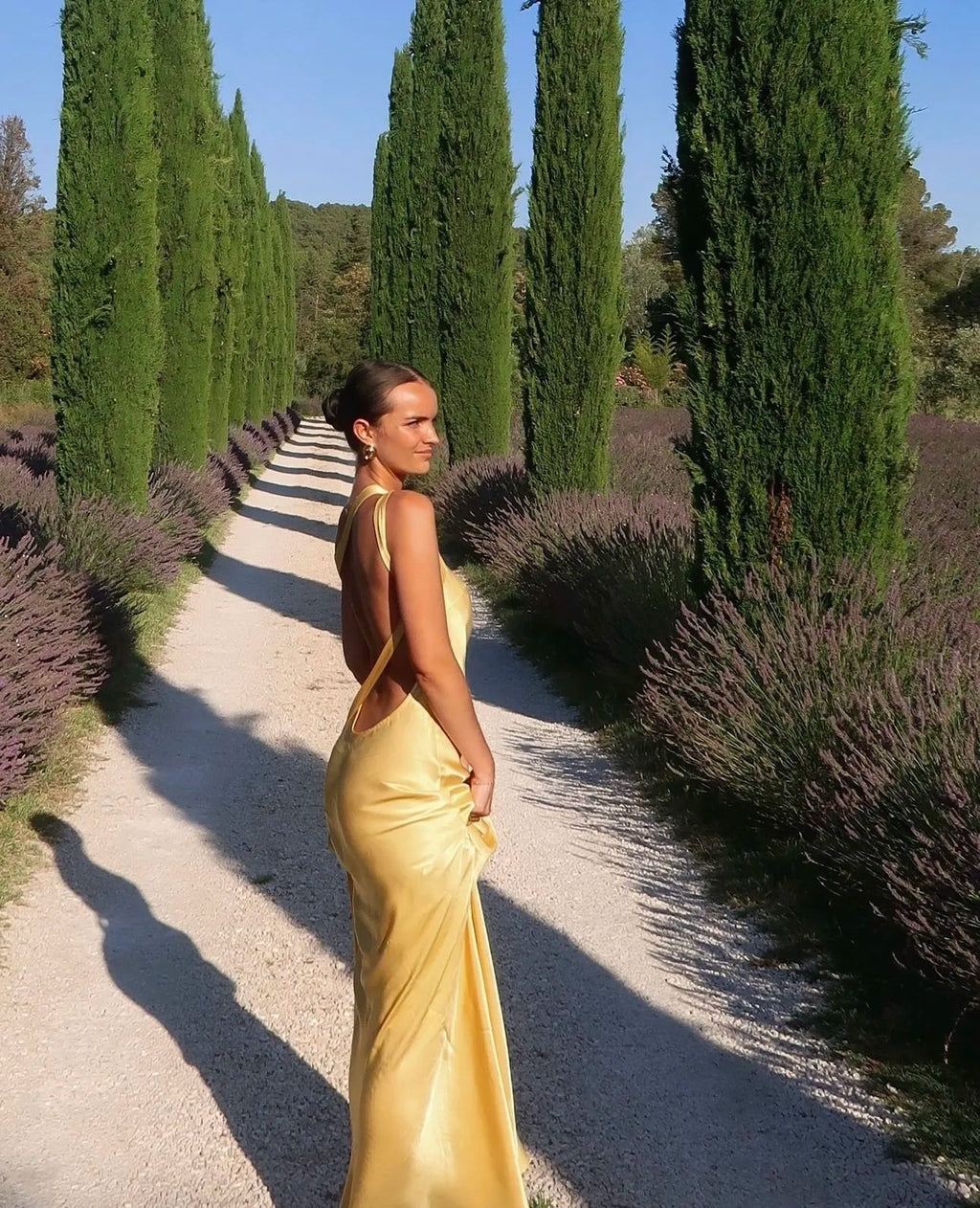Women's Fitted Maxi Dress with One Shoulder and Tie Back