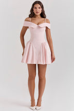 Off Shoulder Fit and Flare Mini Dress