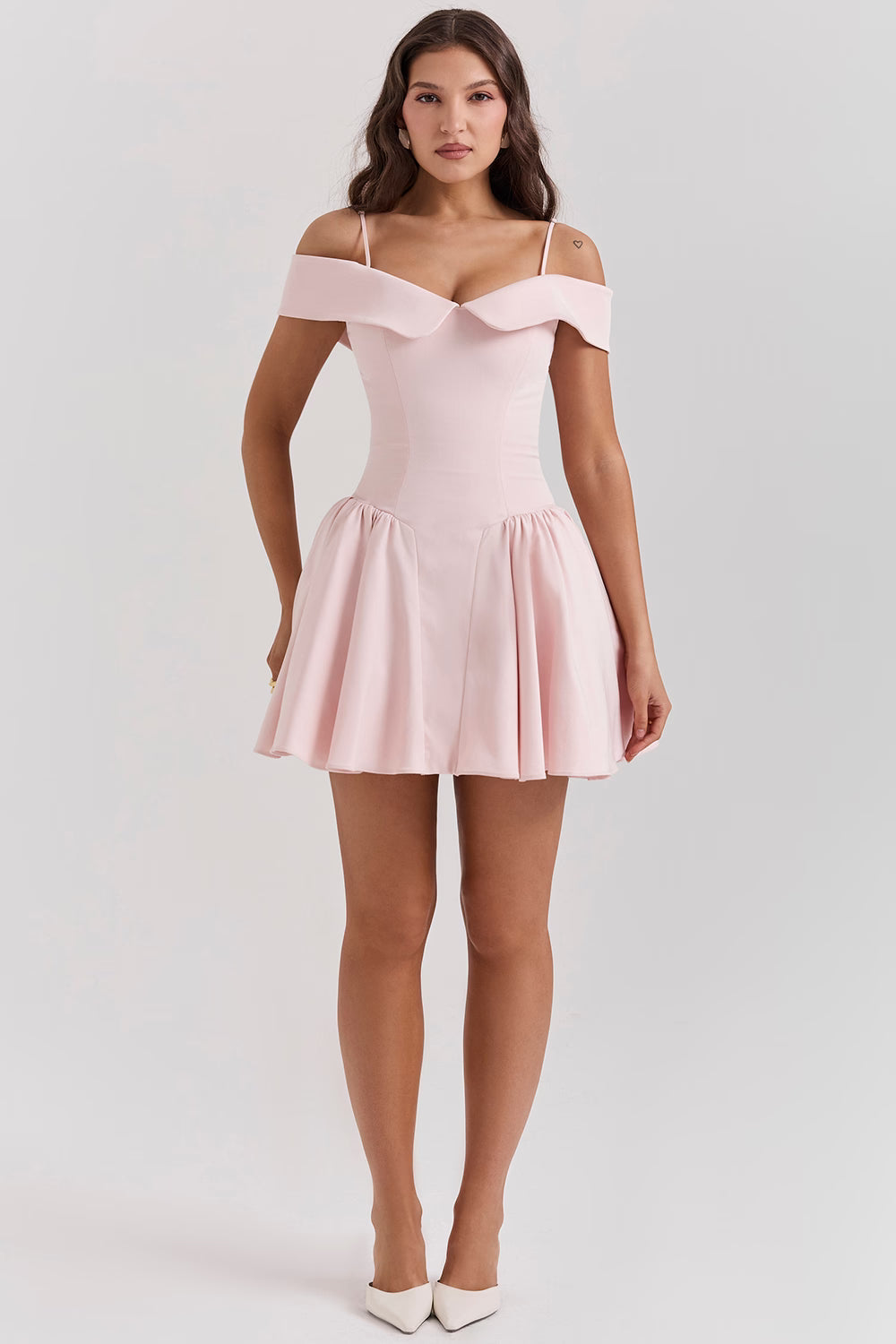 Off Shoulder Fit and Flare Mini Dress