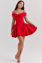 Off Shoulder Fit and Flare Mini Dress