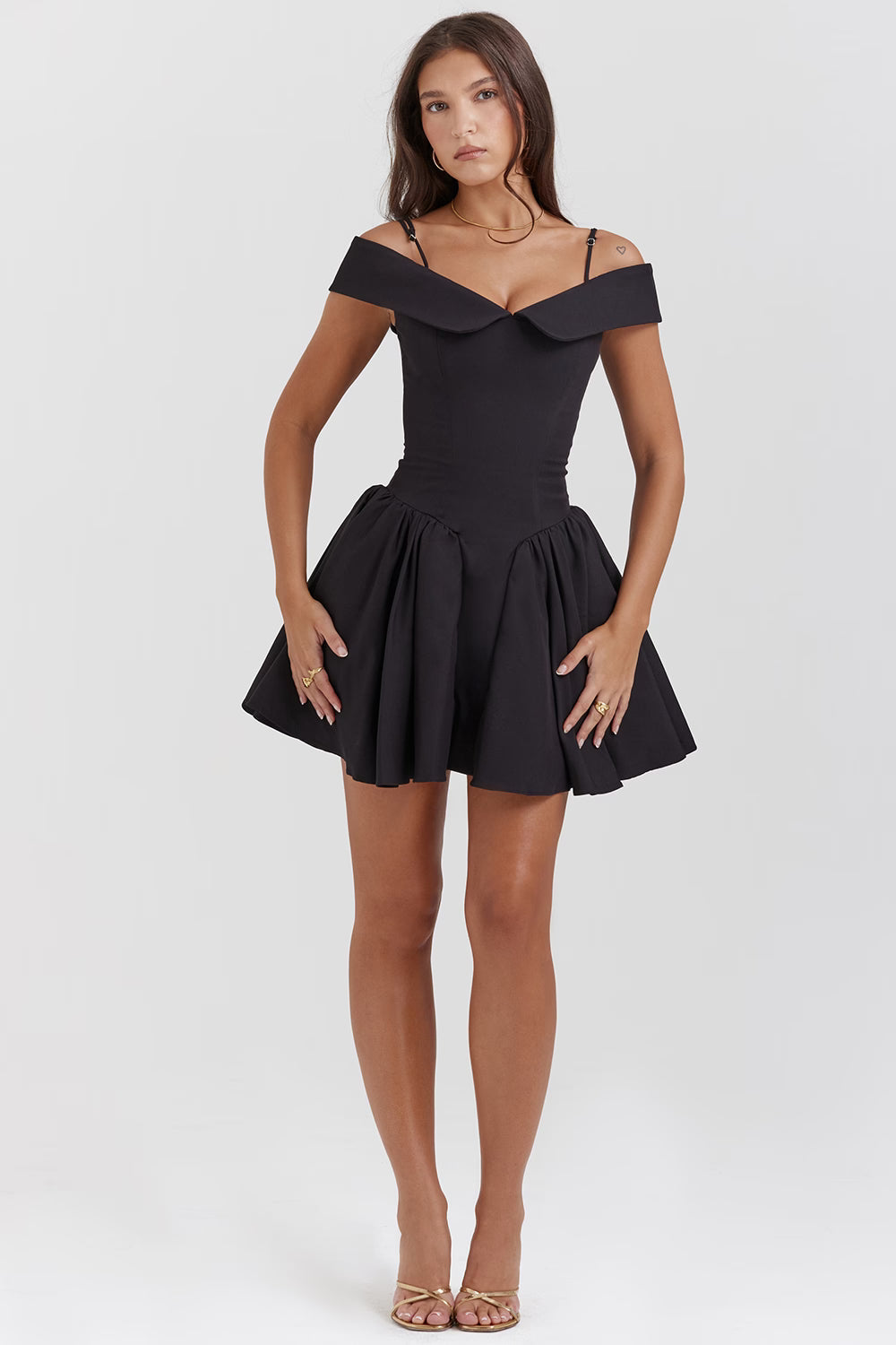 Off Shoulder Fit and Flare Mini Dress