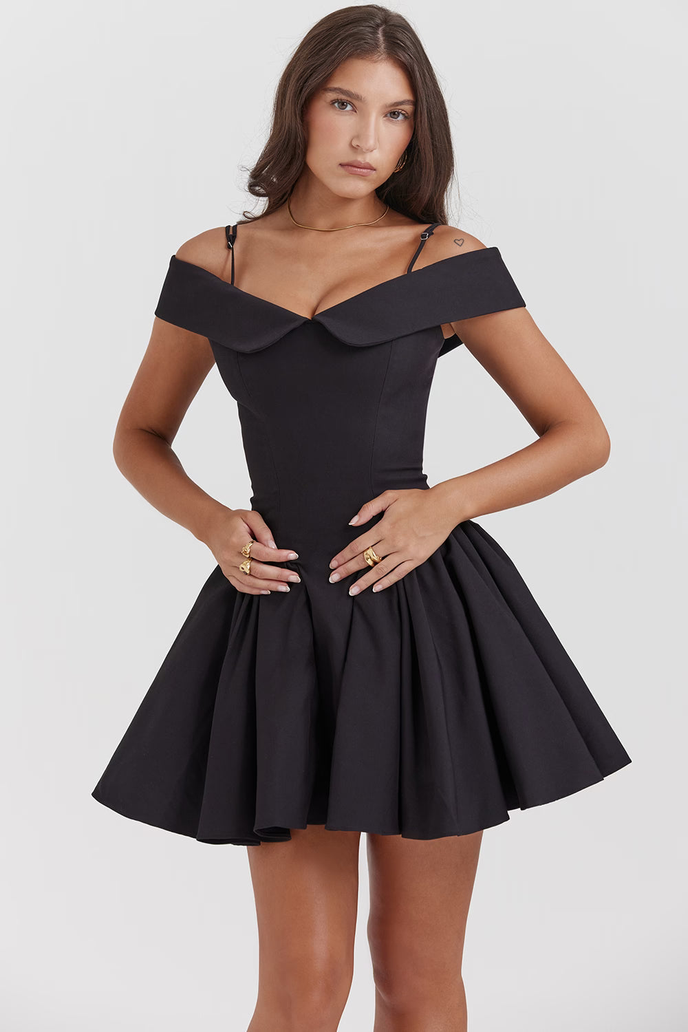 Off Shoulder Fit and Flare Mini Dress