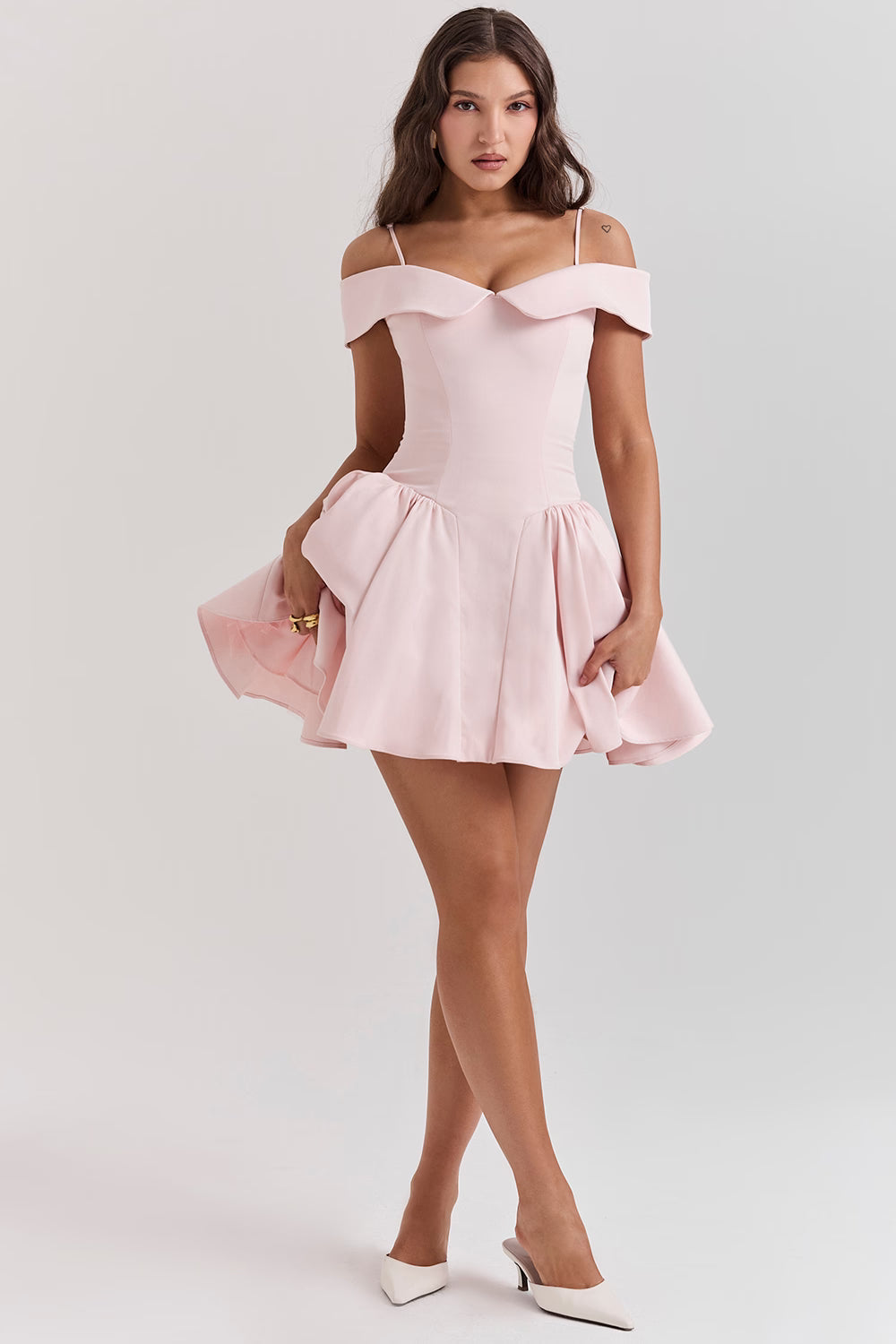 Off Shoulder Fit and Flare Mini Dress