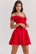 Off Shoulder Fit and Flare Mini Dress