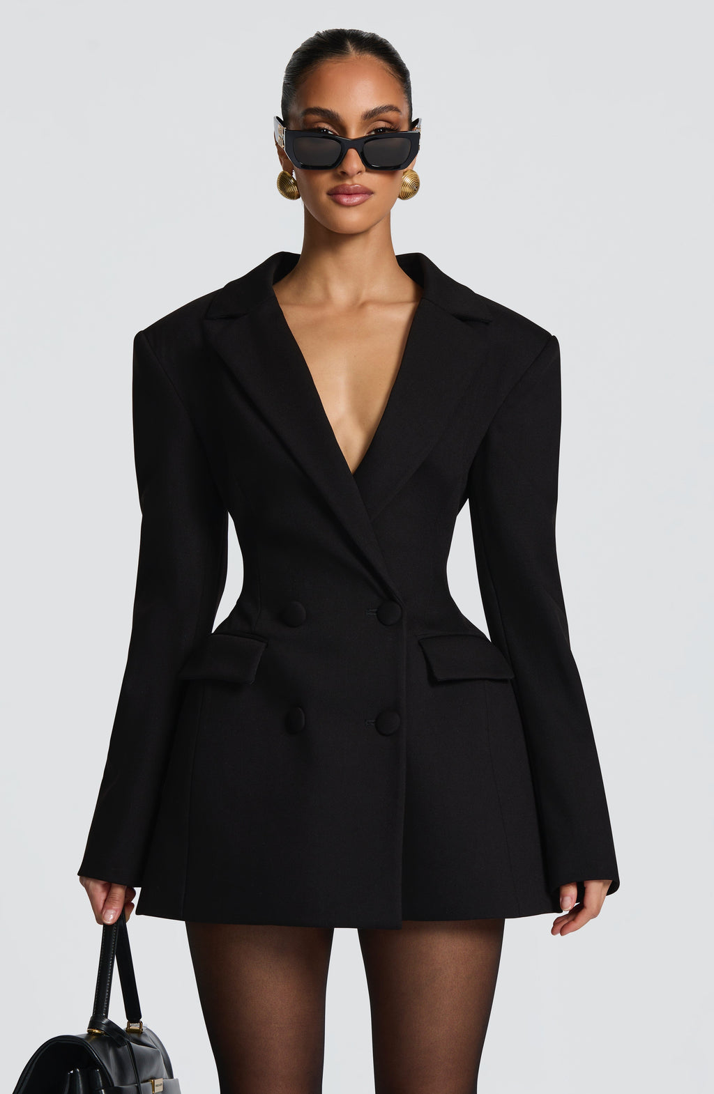 Structured Blazer Mini Dress With Lapel Collar