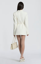 Structured Blazer Mini Dress With Lapel Collar