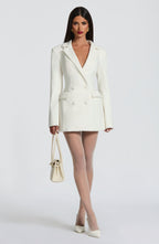 Structured Blazer Mini Dress With Lapel Collar