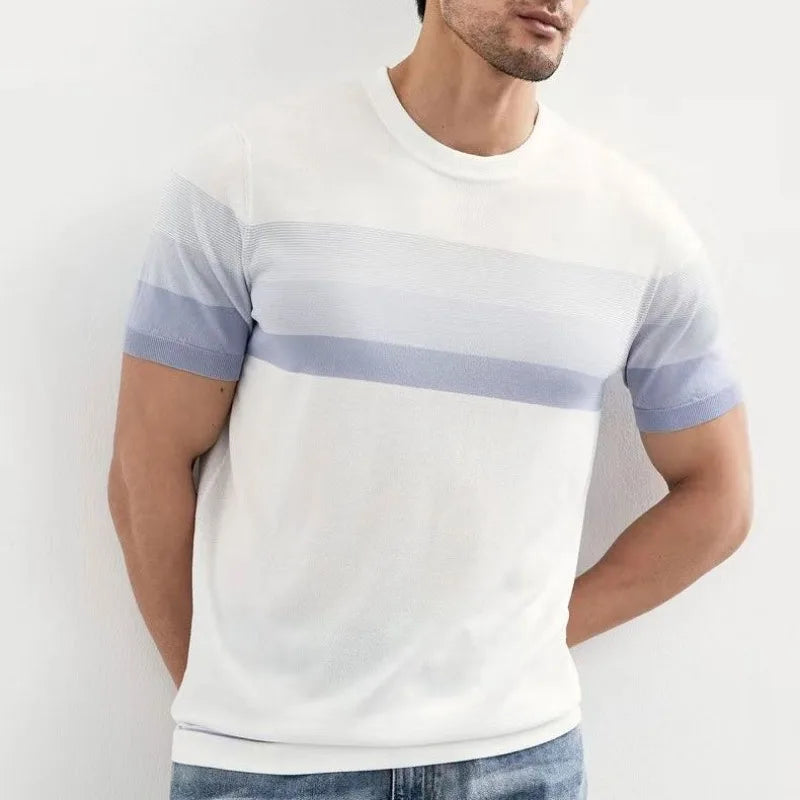 Men's Contrast Stripe Crew Neck T-Shirt