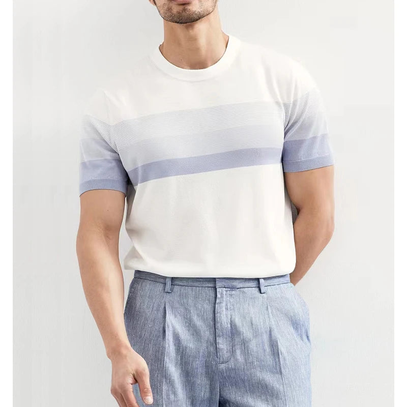 Men's Contrast Stripe Crew Neck T-Shirt