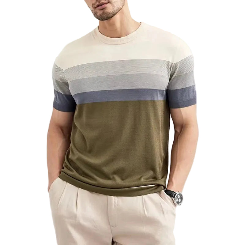 Men's Contrast Stripe Crew Neck T-Shirt