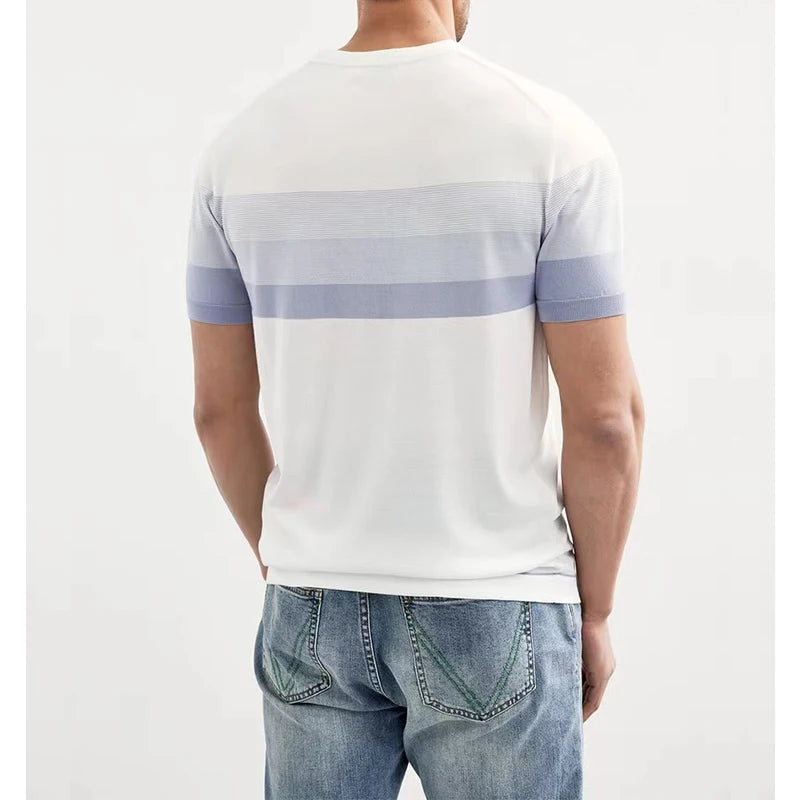Men's Contrast Stripe Crew Neck T-Shirt