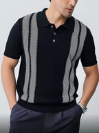Men’s Stripe Knit Polo Shirt Top