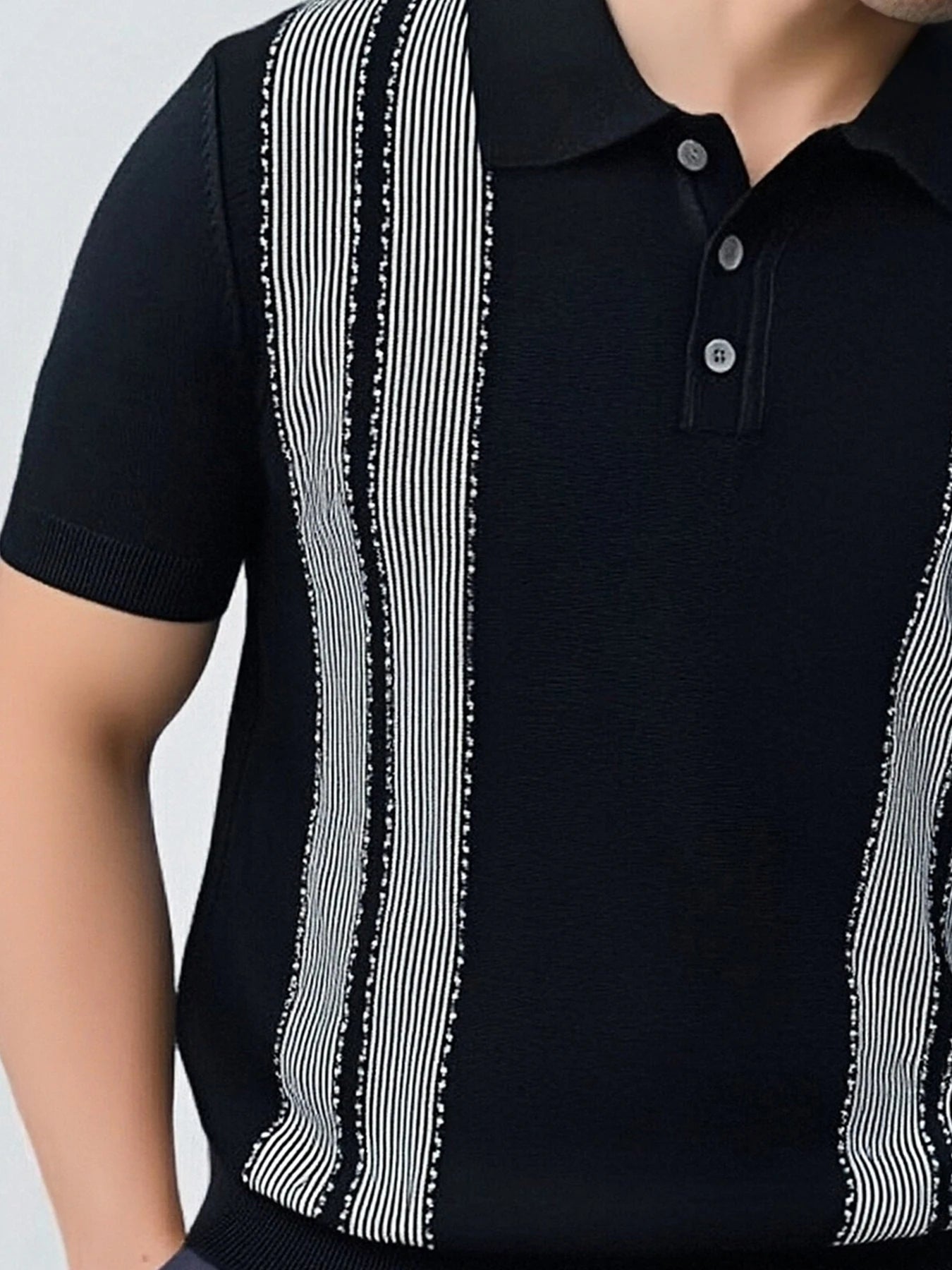Men’s Stripe Knit Polo Shirt Top