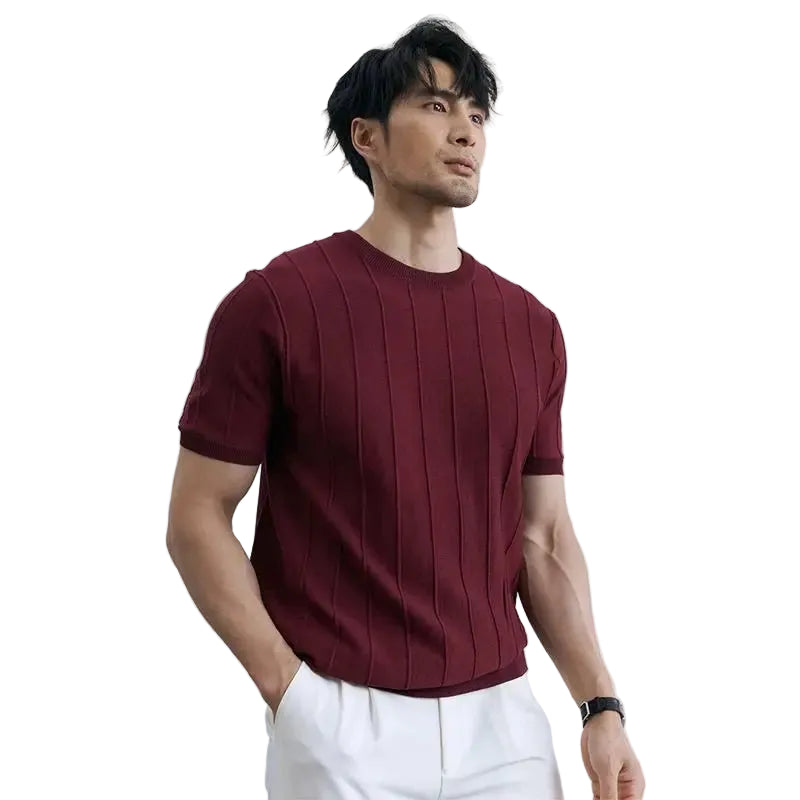 Men's Vertical Ribbed Knit T-Shirt Main image