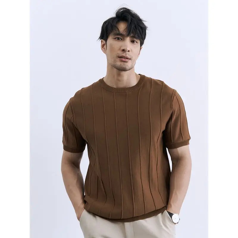 Men's Vertical Ribbed Knit T-Shirt