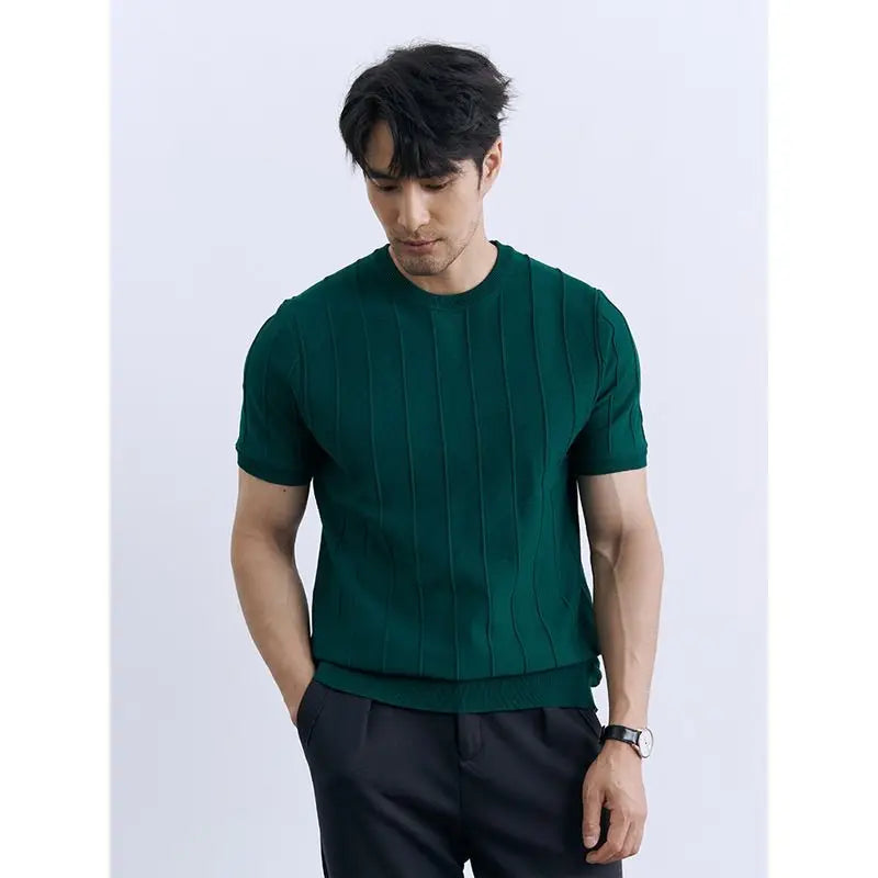 Men's Vertical Ribbed Knit T-Shirt