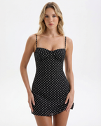 Polka Dot Sweetheart Mini Dress With Straps