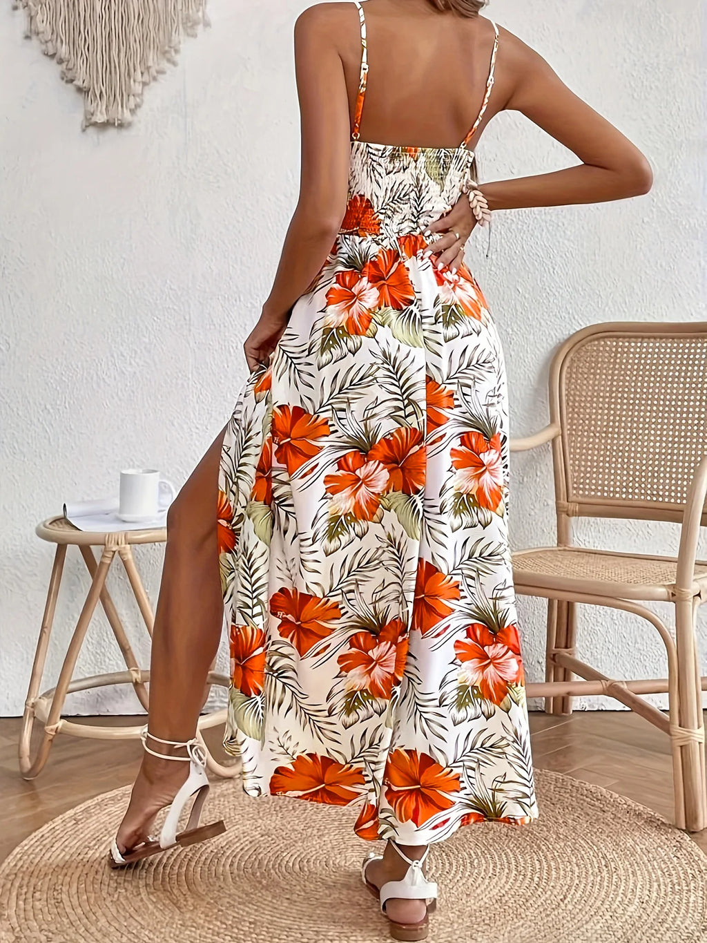 Floral Print Sleeveless Maxi Dress