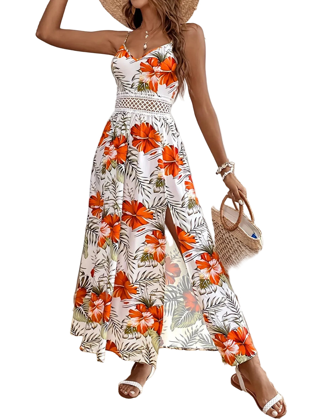 Floral Print Sleeveless Maxi Dress