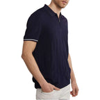 Half Zip Ribbed Knit Polo Shirt