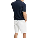 Half Zip Ribbed Knit Polo Shirt