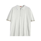Half Zip Ribbed Knit Polo Shirt