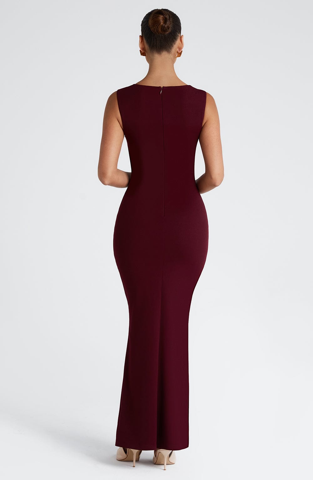 Women's Square Neck Fitted Maxi Dress with Wide Shoulder Straps