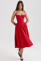 Sweetheart Neck Midi Dress With Shoulder Straps