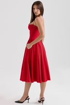 Sweetheart Neck Midi Dress With Shoulder Straps