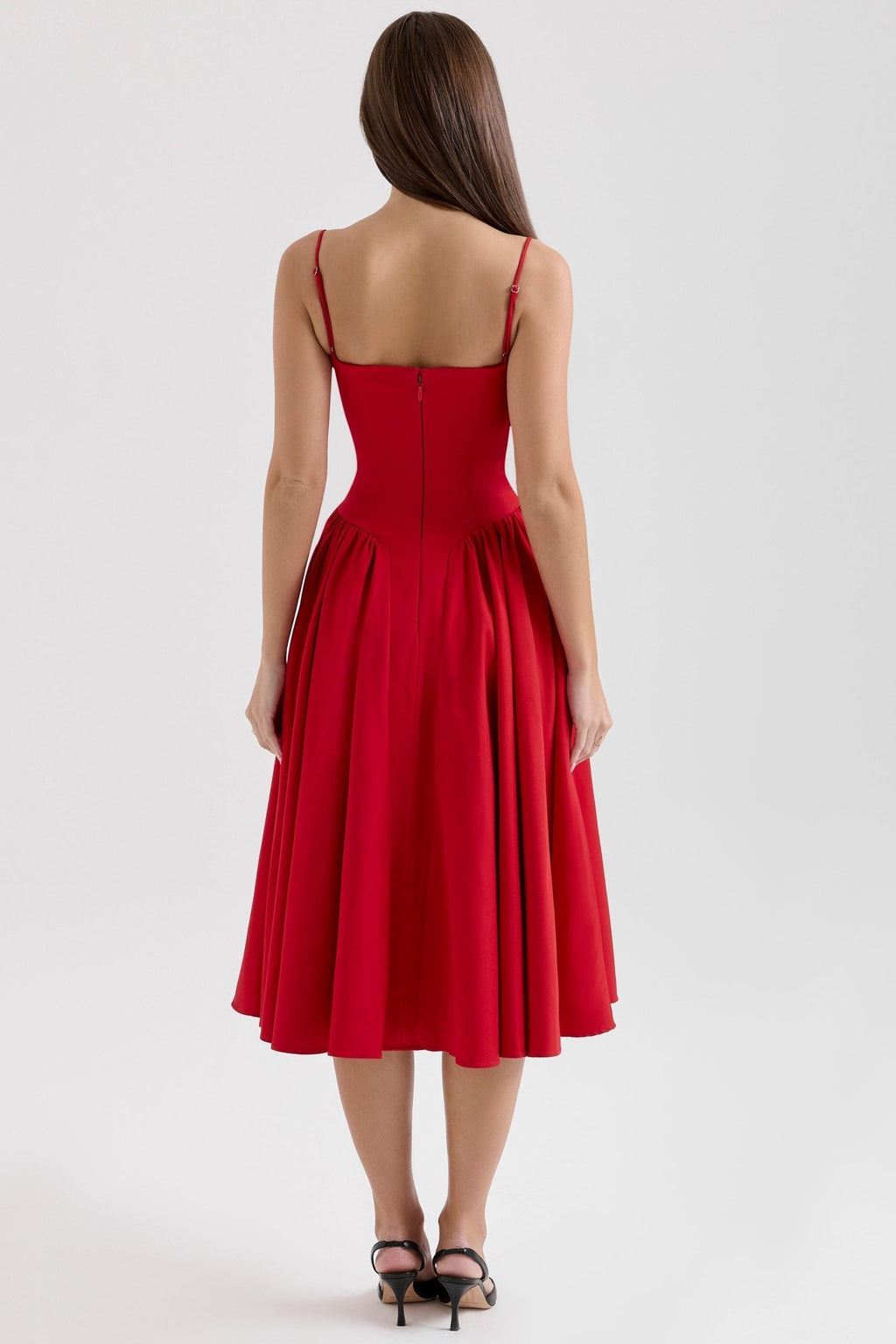Sweetheart Neck Midi Dress With Shoulder Straps