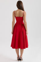 Sweetheart Neck Midi Dress With Shoulder Straps