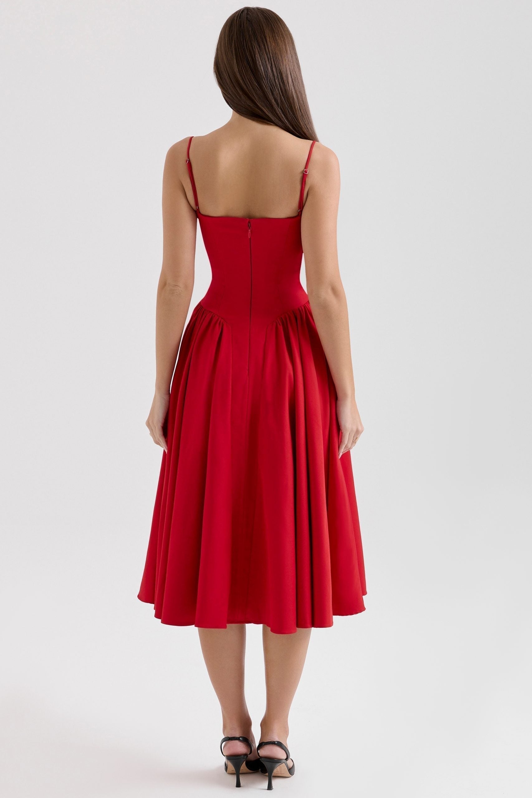 Sweetheart Neck Midi Dress With Shoulder Straps