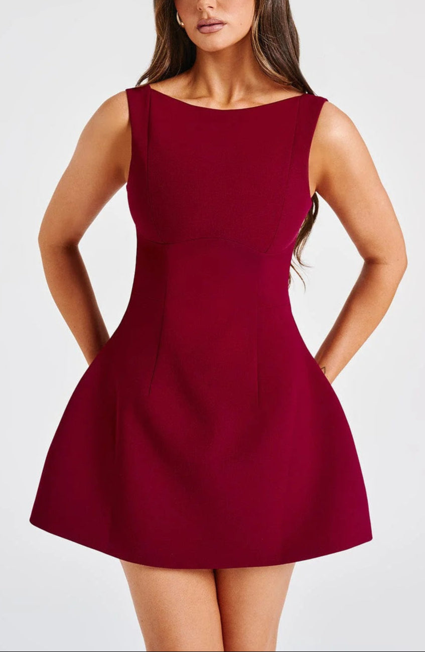 Crew Neck Fit And Flare Mini Dress