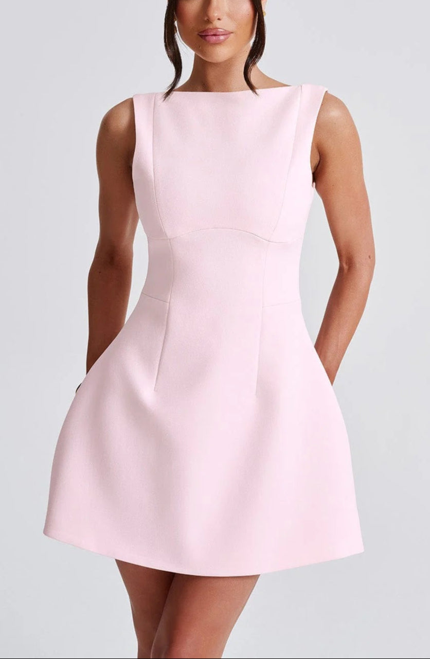 Crew Neck Fit And Flare Mini Dress